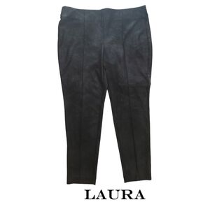Laura Pull On Black Faux Suede Look Pants